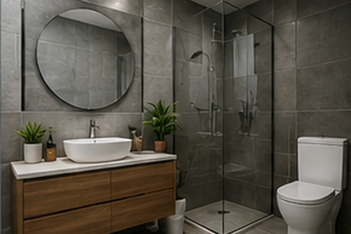 Modern bathroom plumbing installation