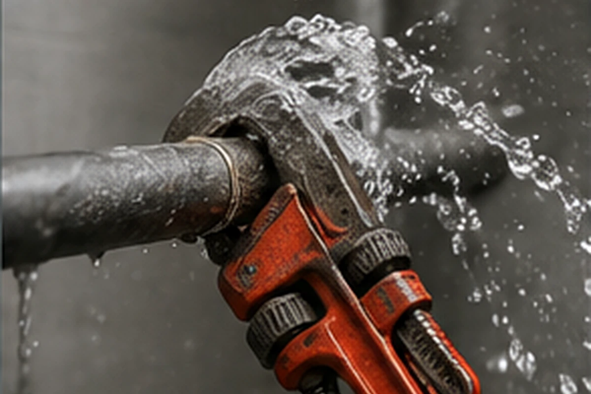 Burst pipe requiring urgent plumbing repair