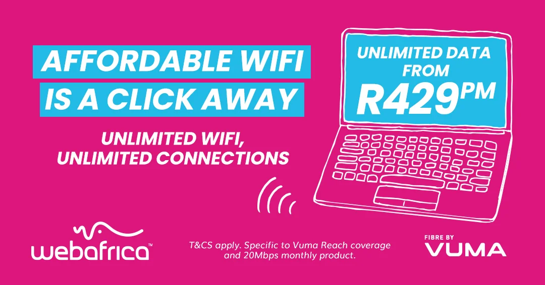 Webafrica Vuma Reach uncapped fibre from R429 per month